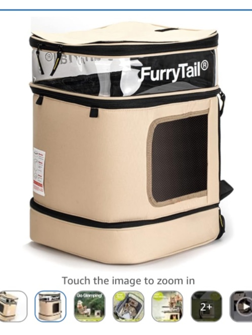 Furry tail | Cat/Dog Beige Collapsible Carrier Backpack/Bed/Car seat etc.